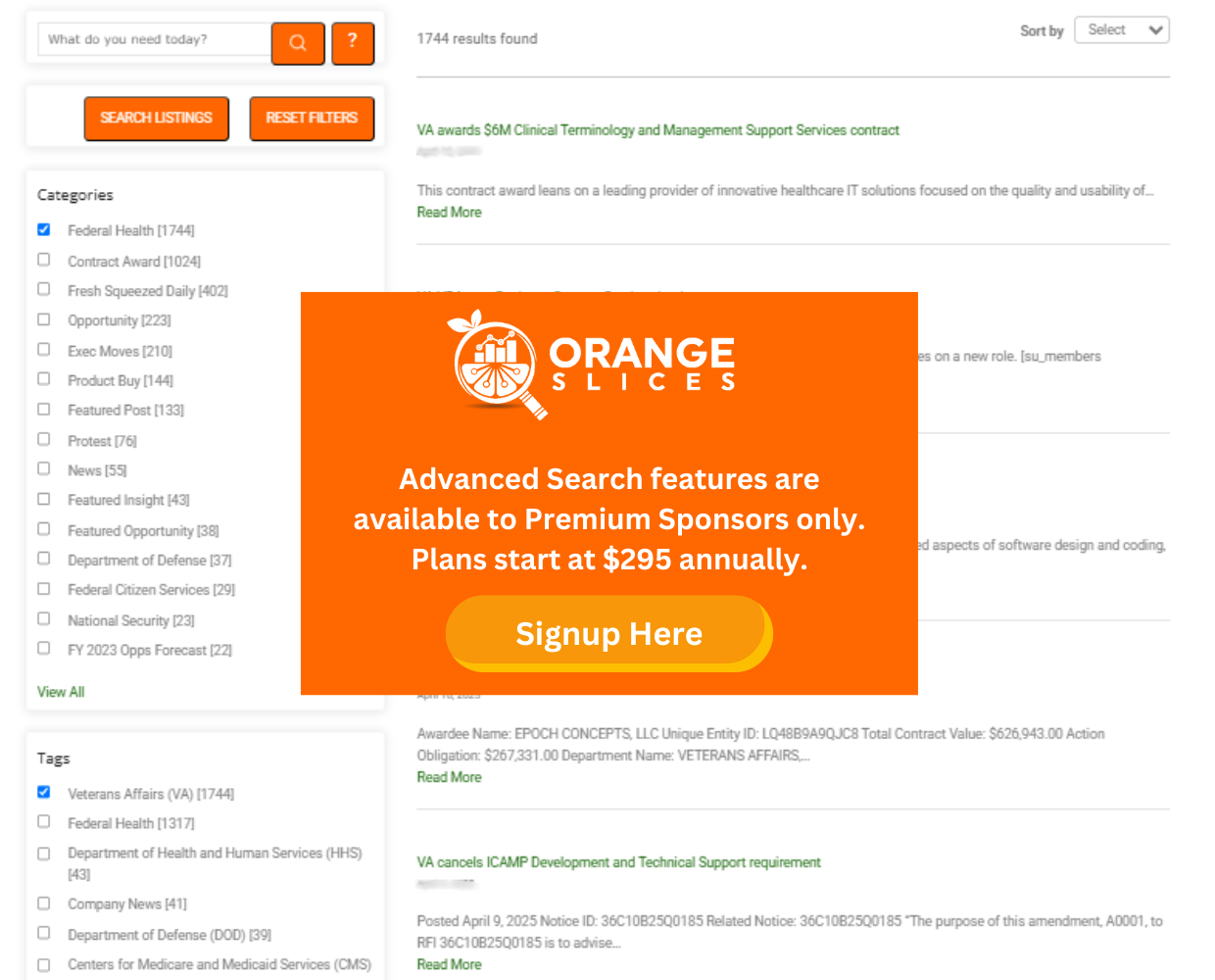 Advanced Search available to Premium Sponsors only